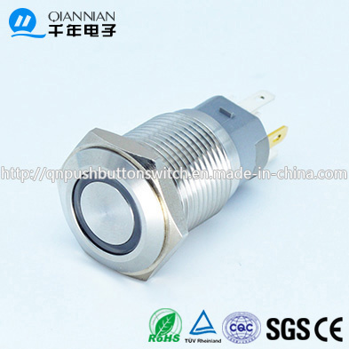 Qn16-F1 16mm Ring Type Momentary|Latching Flat Head Push Button Switch